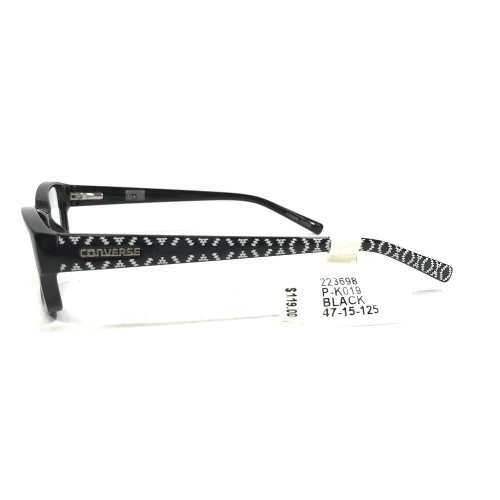Converse Kids Eyeglasses Frames K019 BLACK Rectangular Full Rim 47-15-125